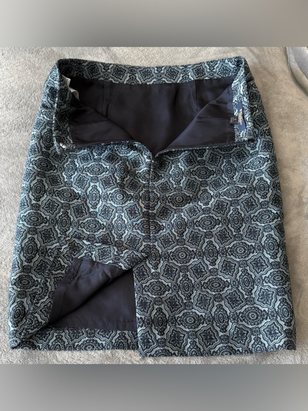 Brooks Brothers Blue Geometric-Print Pencil Skirt - Picture 4 of 7